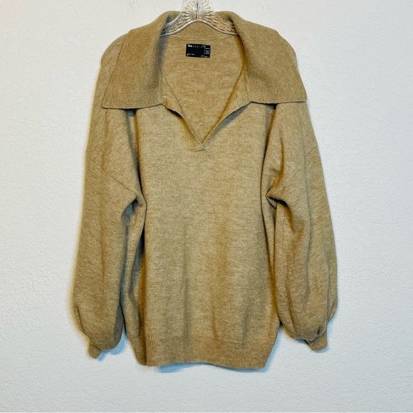 Asos Design Maternity Collar V-Neck Puff Sleeves Sweater - Picture 3 of 12